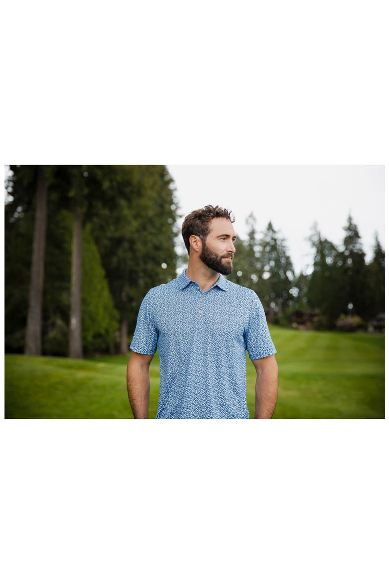 Magnolia Scatter Print Performance Polo, Alternate, color, ATLAS/ NAVY BLUE