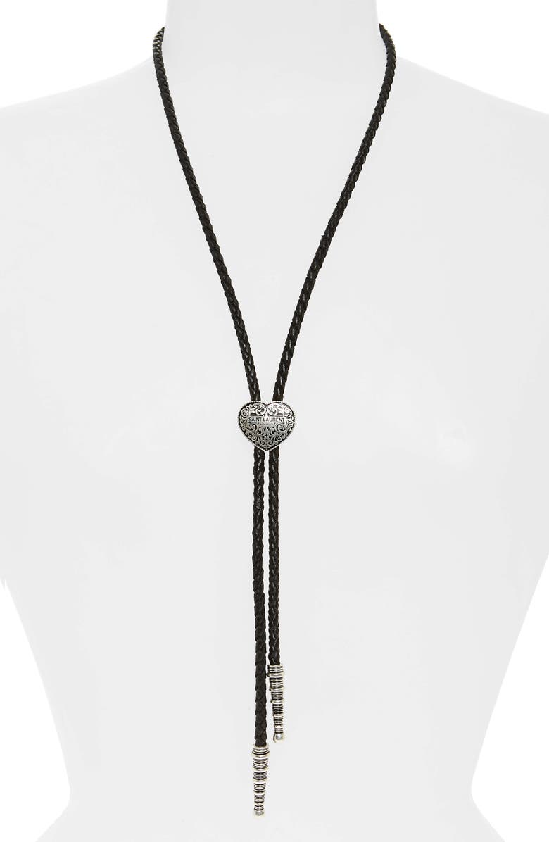 Saint Laurent Coeur Bolo Necklace, Alternate, color, 