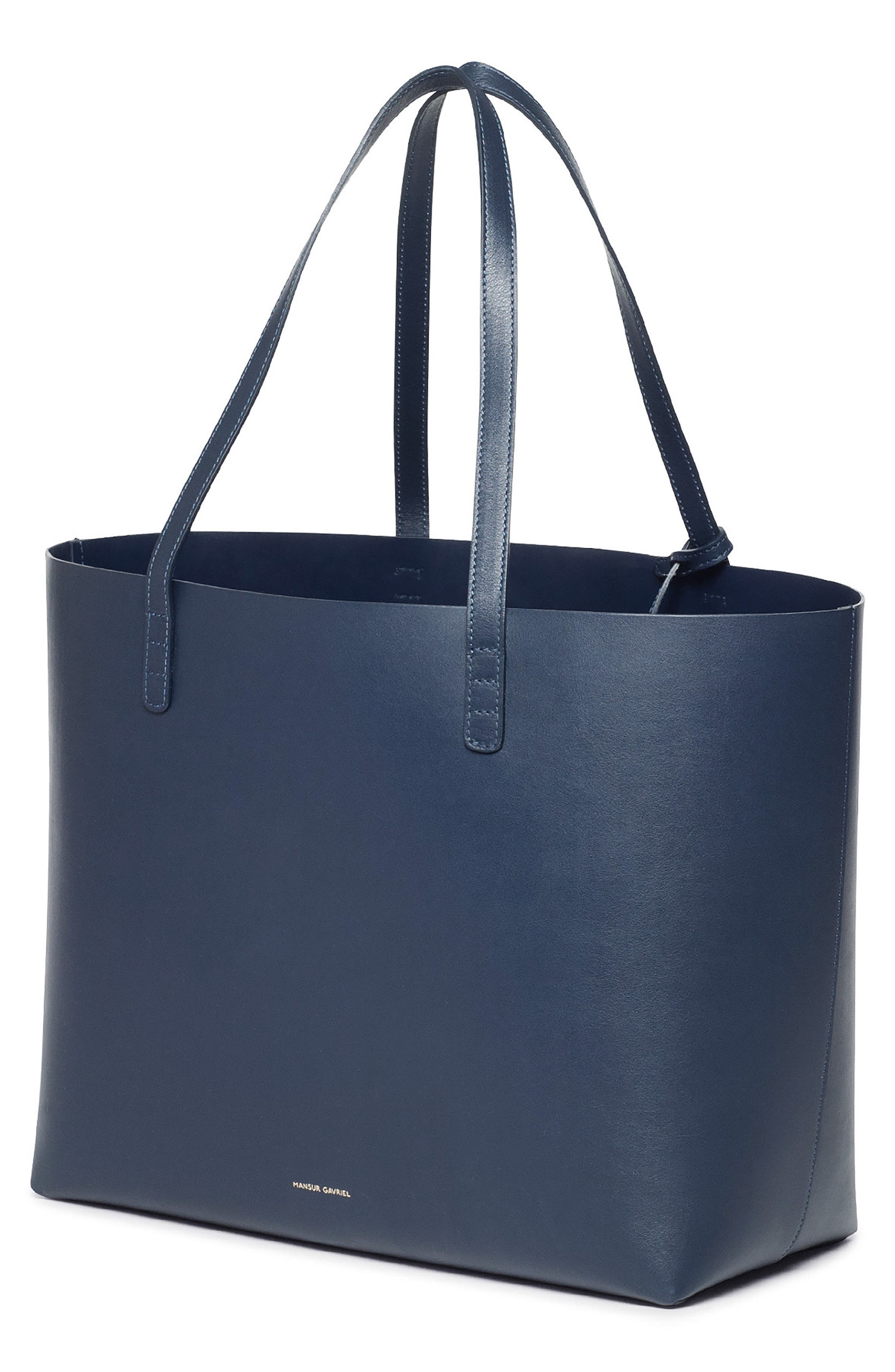 Large Leather Tote, Alternate, color, BLUE