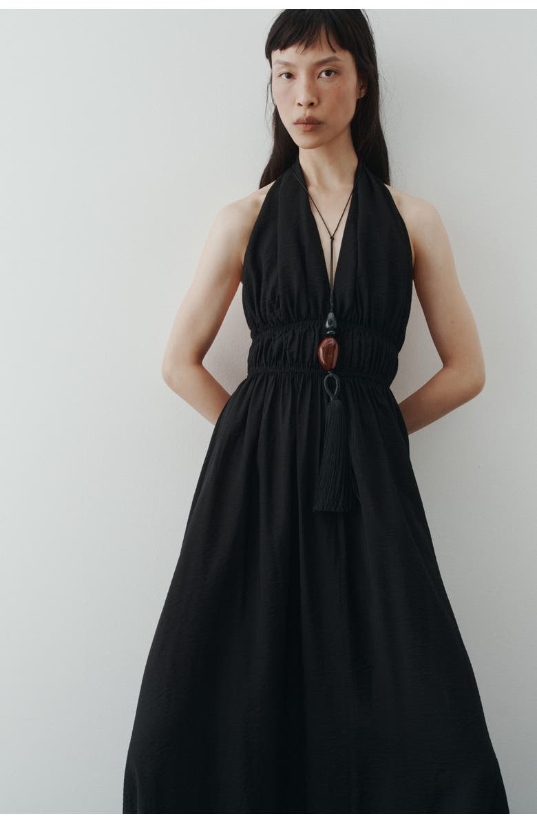 H&M Flared-skirt Halterneck Dress, Main, color, Black