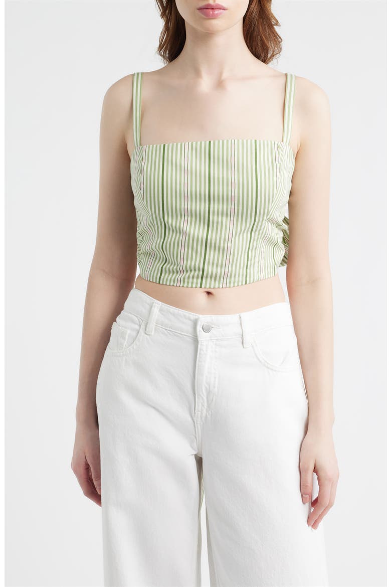 Miranda Stripe Crop Top, Main, color, GREEN JACQUARD STRIPE