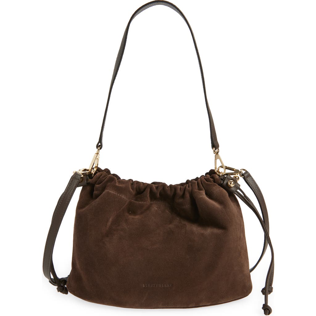 Strathberry Suede Top Handle Bag In Brown