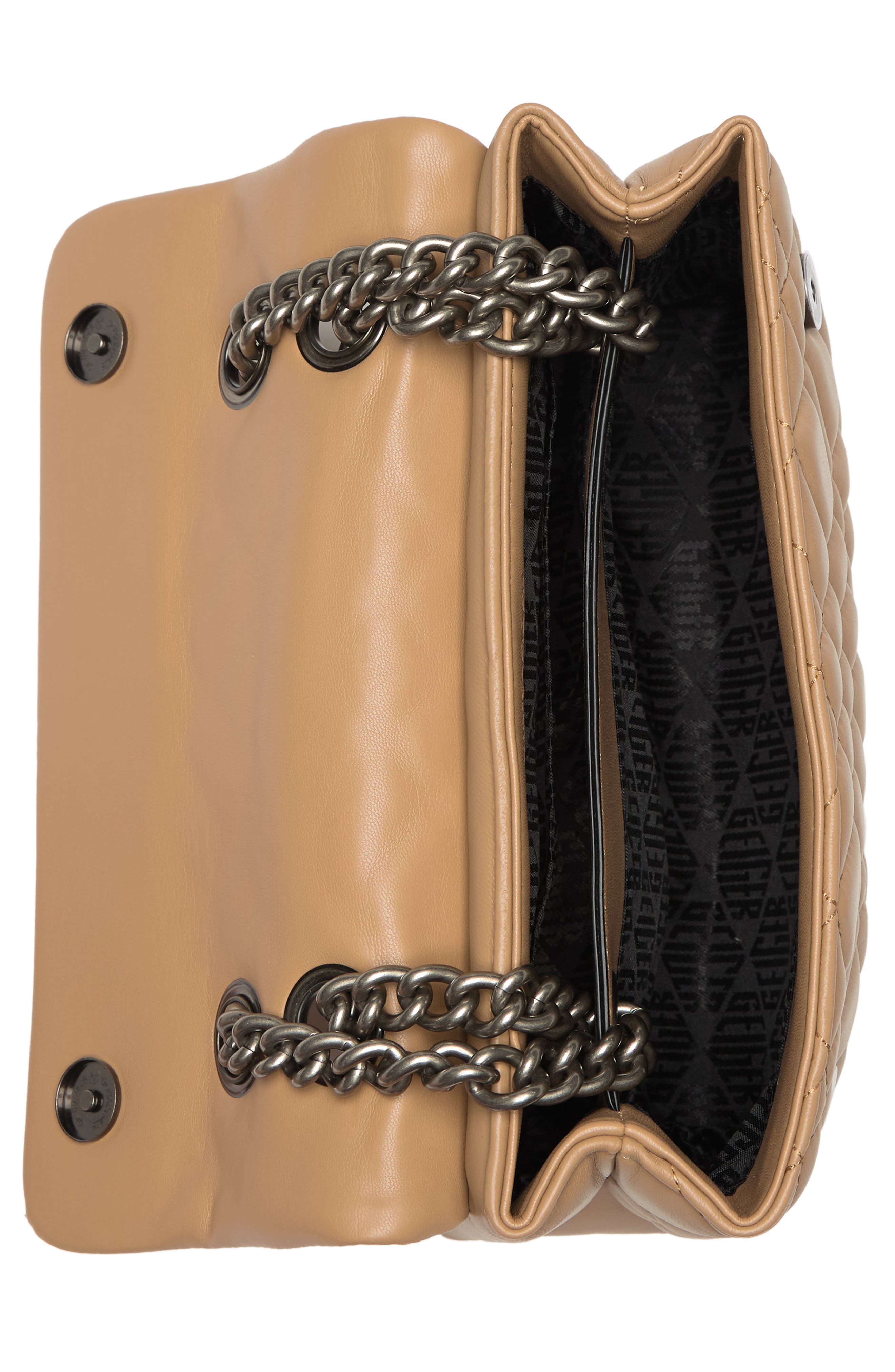Kurt Geiger Brixton Diamond Quilted Leather Pad Lock Shoulder Bag, Alternate, color, Light/Pastel Brown
