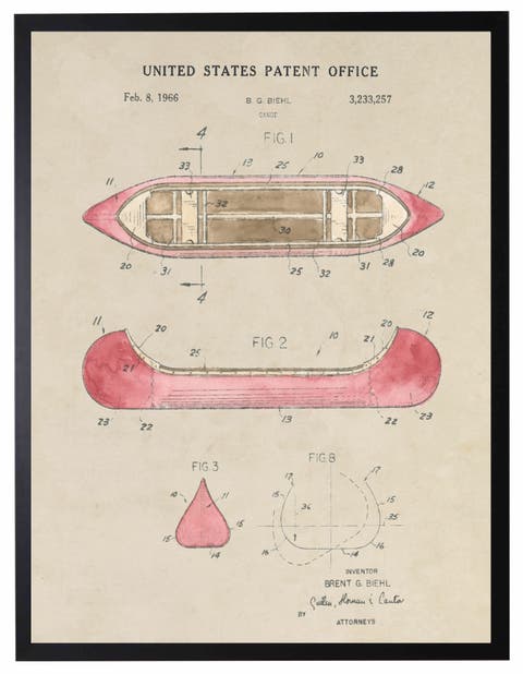 Canoe Patent in Black Frame