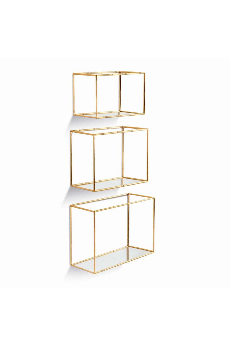 Daphne Mirrored Wall Shelves Set Of 3, Main, color, Gold