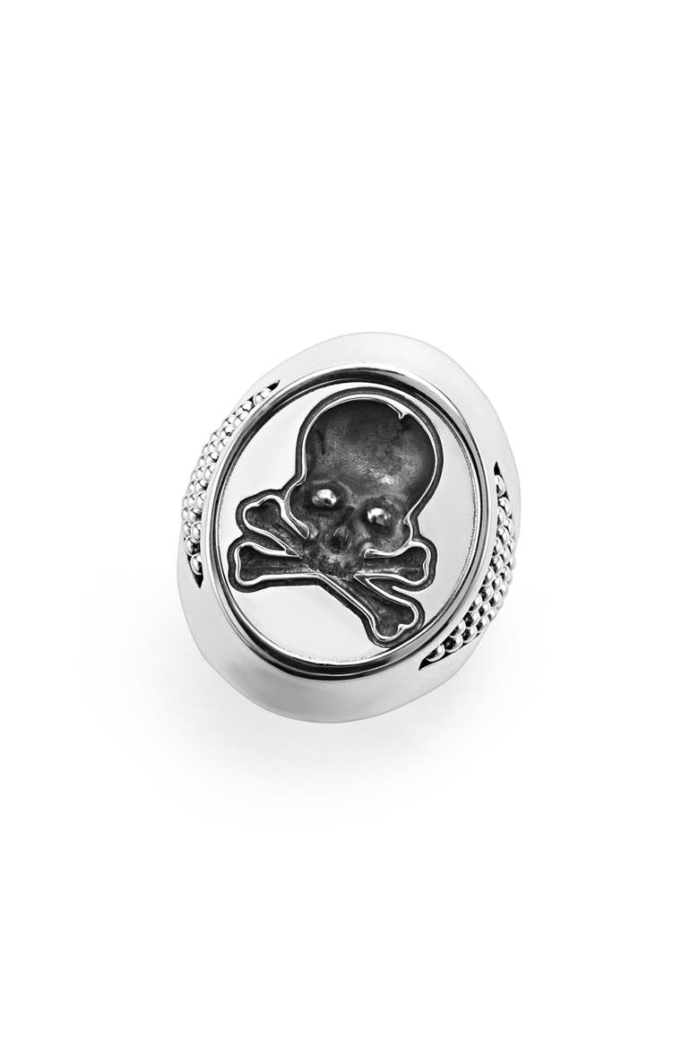 Men's Anthem Skull Wax Seal Signet Ring, Main, color, SILVER
