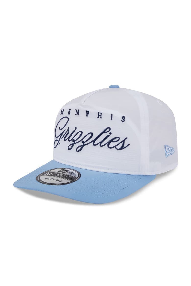 Men's New Era White/Light Blue Memphis Grizzlies 2025 NBA Draft On-Stage Nylon 19TWENTY Adjustable Hat, Alternate, color, White