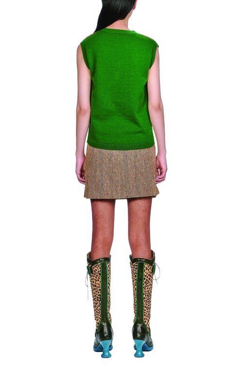 Anna Sui Herringbone Pleated Skirt In Multi