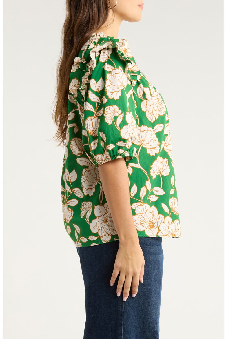 Lucena Floral Print Cotton Poplin Shirt, Alternate, color, GREEN-MULTI
