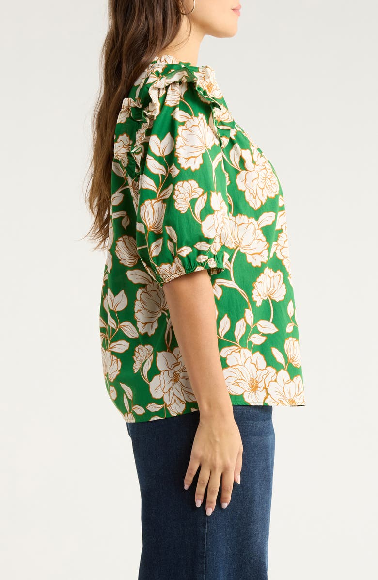 SUGARLIPS Lucena Floral Print Cotton Poplin Shirt, Alternate, color, Green-Multi