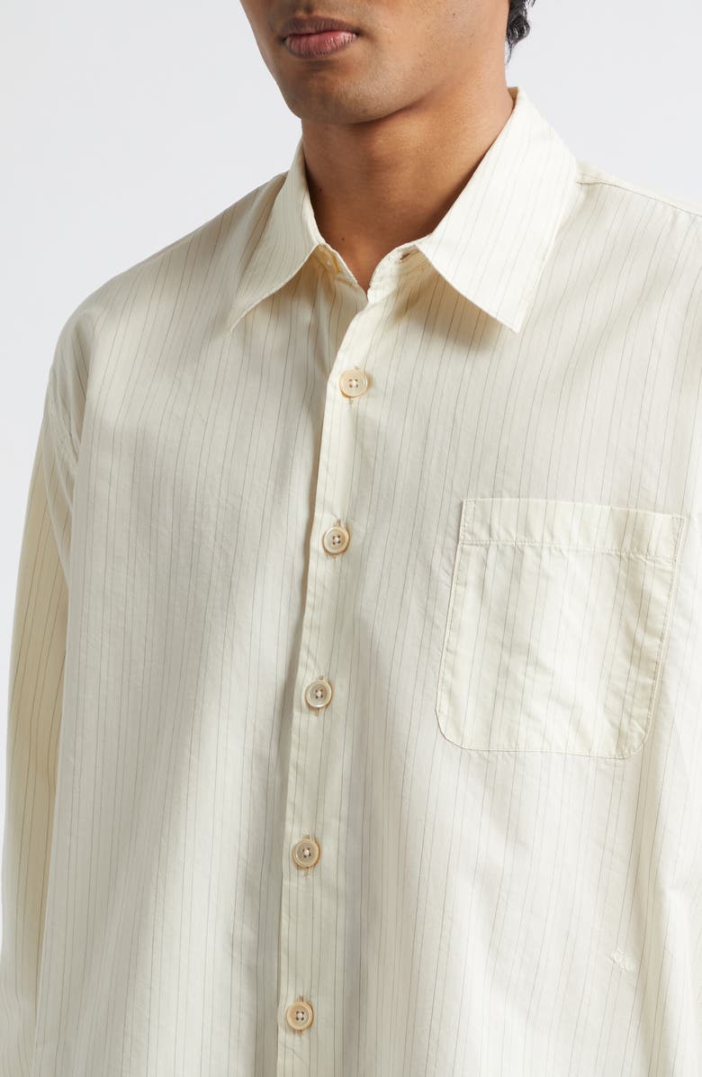 OUR LEGACY Above Stripe Button-Up Shirt, Alternate, color, Faded Bone Windstripe Lyocell