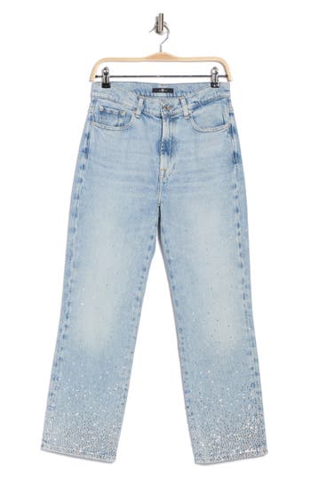 7 For All Mankind Alexa Cropped Raw Hem Wide Leg Jeans In Juicy