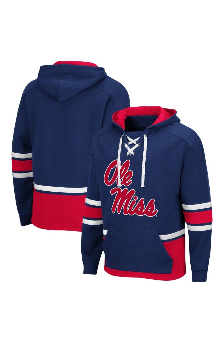 COLOSSEUM Men's Colosseum Navy Ole Miss Rebels Lace Up 3.0 Pullover Hoodie, Main, color, Navy