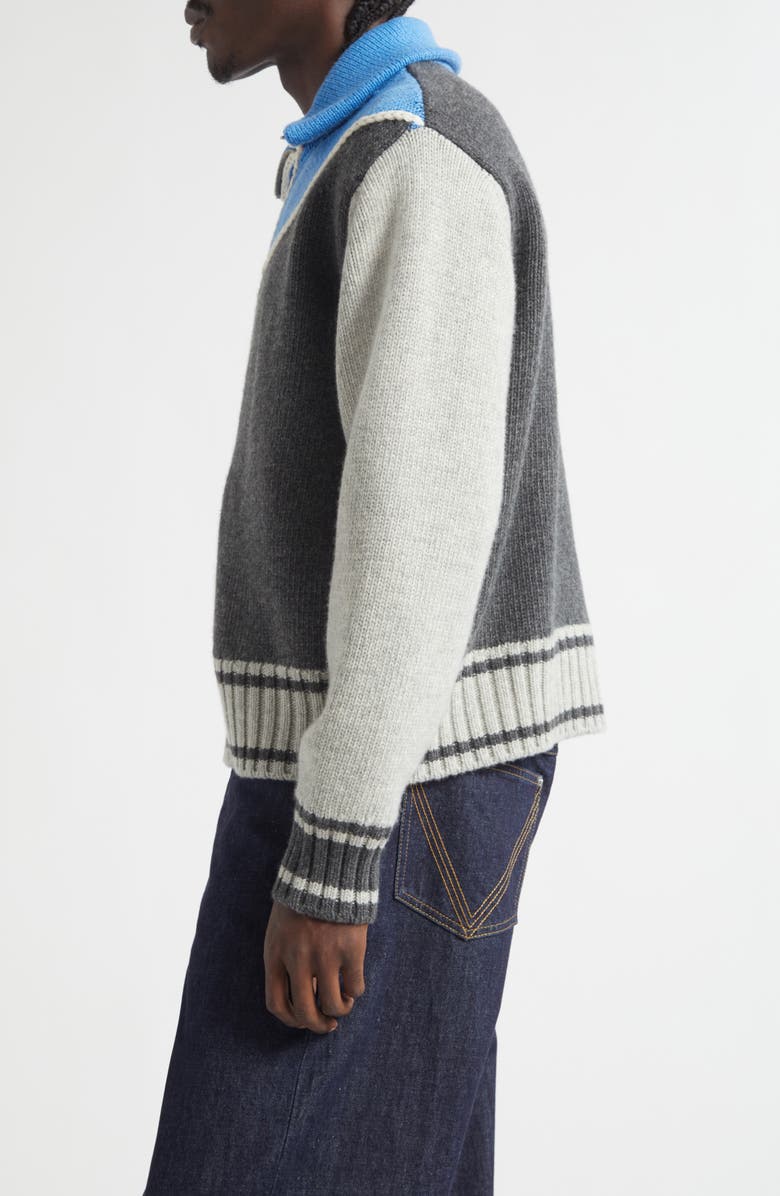 Bottega Veneta Colorblock Virgin Wool Track Jacket, Alternate, color, 4460 Anthracite/ Admiral