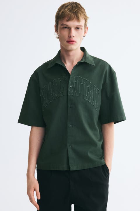 Relaxed-Fit Short-Sleeved Appliquéd Shirt