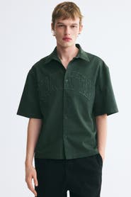 H&M Relaxed-Fit Short-Sleeved Appliquéd Shirt