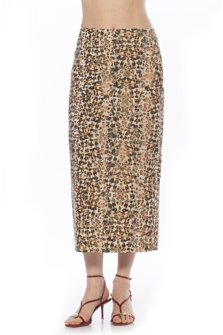 Ginni Stretch Cotton Midi Skirt, Main, color, BROWN LEOPARD