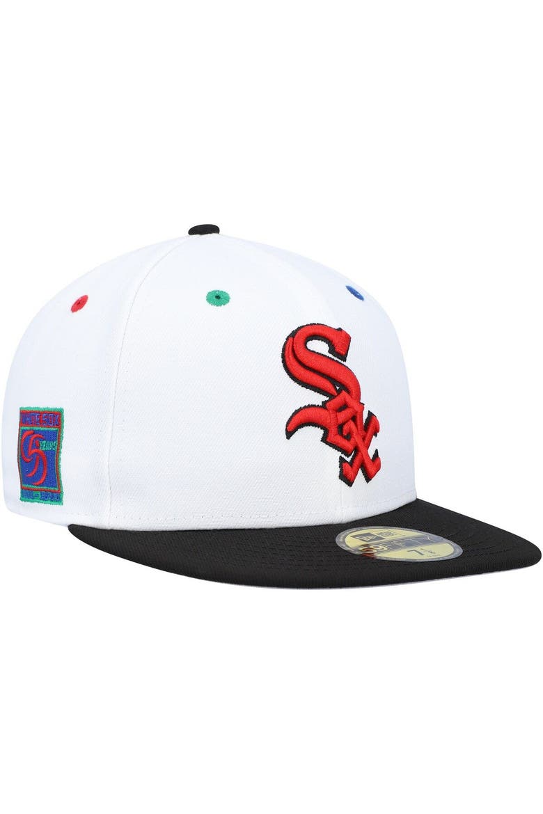 Men's New Era White/Black Chicago White Sox 95th Anniversary Primary Eye 59FIFTY Fitted Hat, Main, color, White