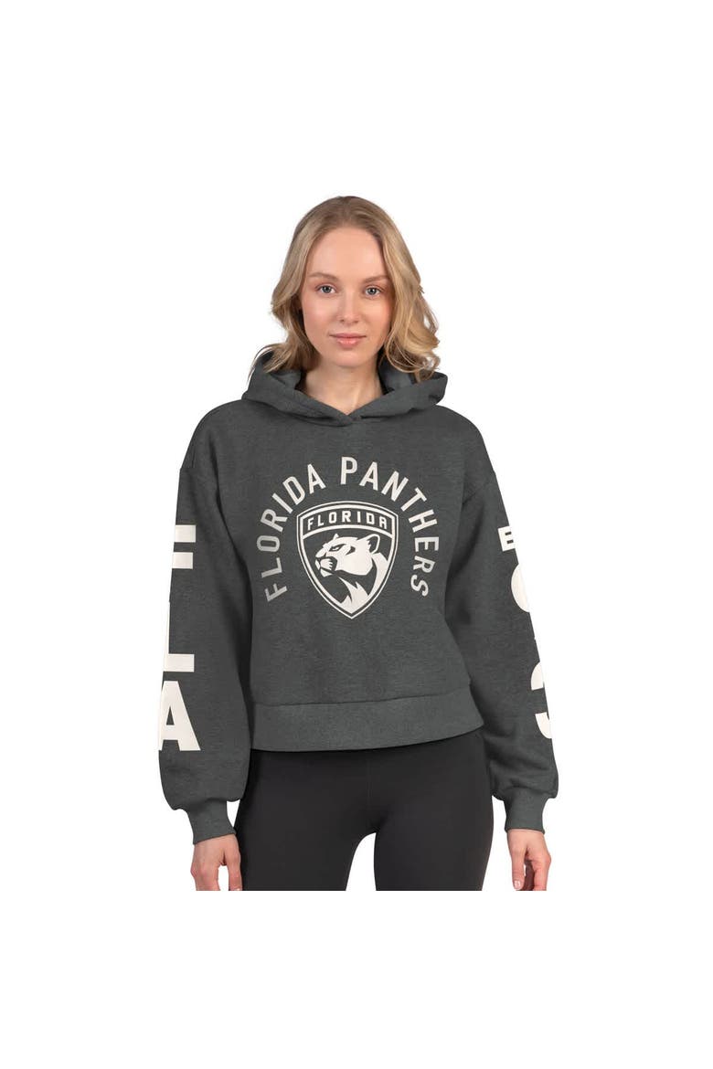 Women's Starter  Heather Charcoal Florida Panthers Star Player Cropped Fleece Hoodie, Main, color, Heather Charcoal