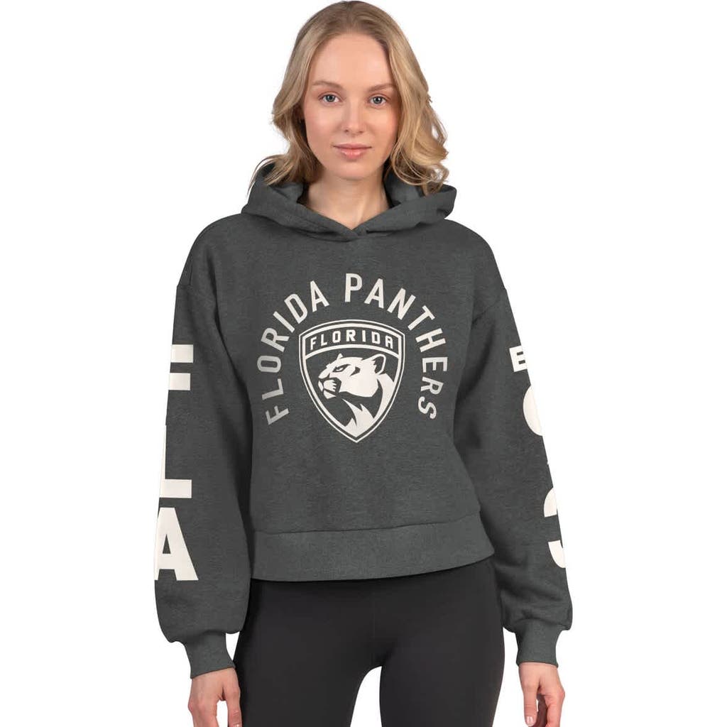 Starter Heather Charcoal Florida Panthers Star Player Cropped Fleece Hoodie In Gray
