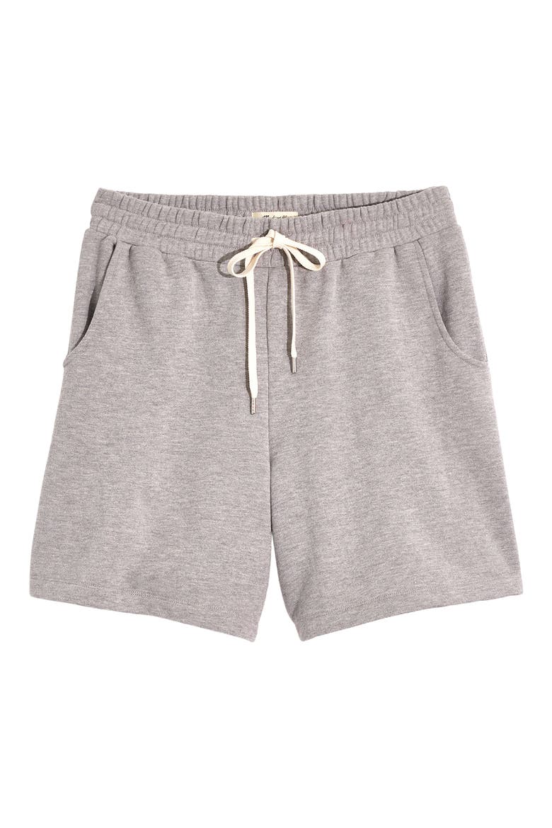 Drawstring Long Sweat Shorts, Alternate, color, HEATHER GREY