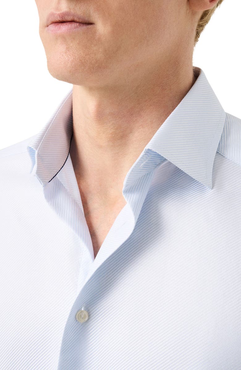Slim Fit Textured Stripe Cotton Dress Shirt
