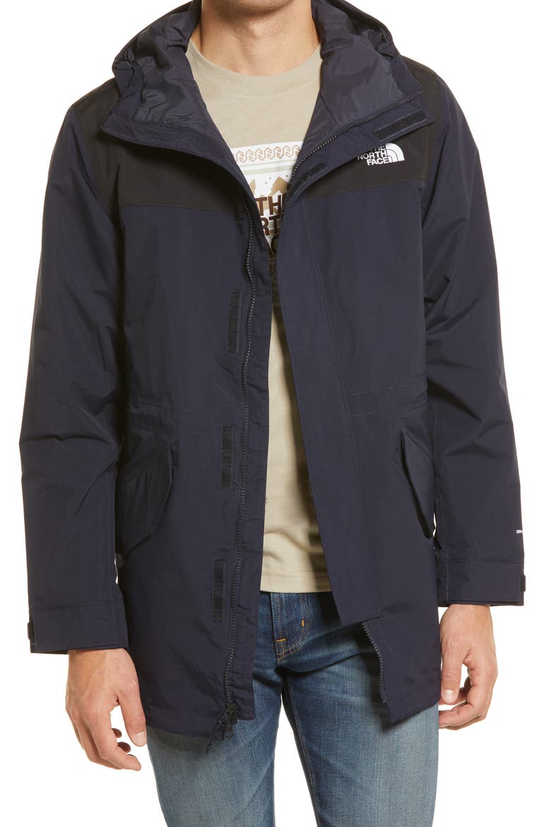 City Breeze Water Repellent Hooded Rain Parka, Main, color, AVIATOR NAVY/ TNF BLACK