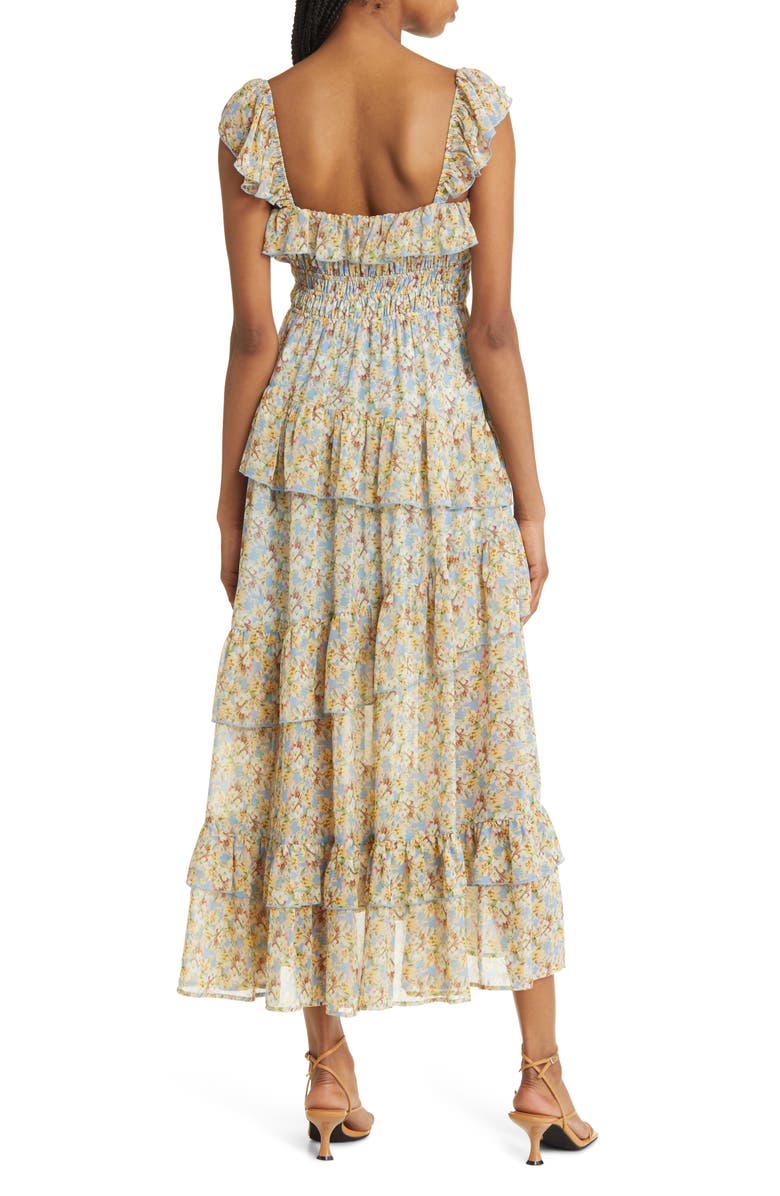FLORET STUDIOS Floral Ruffle Tiered Chiffon Dress, Alternate, color,