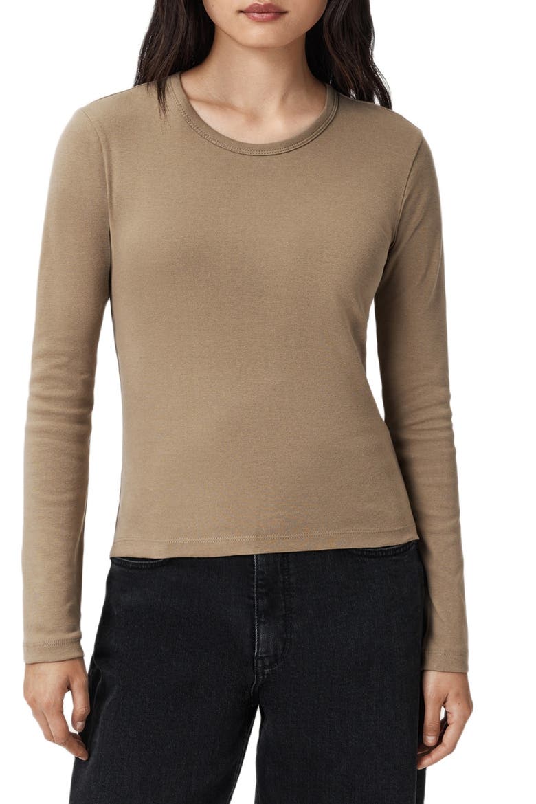 Stevie Long Sleeve Organic Cotton T-Shirt, Main, color, DESERT TAUPE GREY