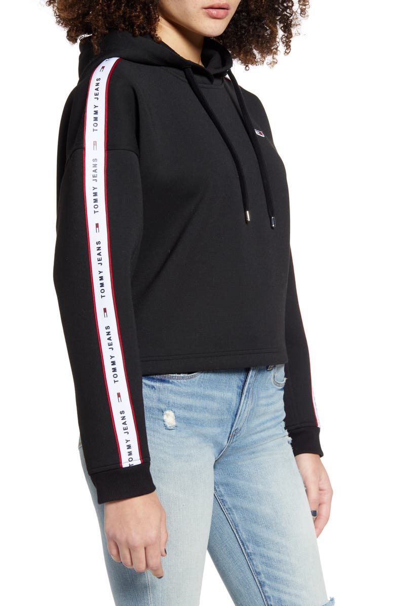 TOMMY JEANS Logo Tape Crop Hoodie, Alternate, color, 