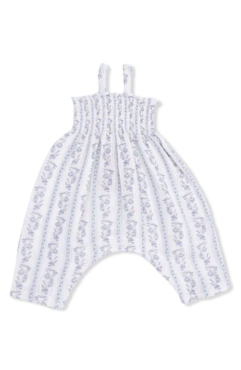 Angel Dear Kimberly Floral Stripe Organic Cotton Muslin Romper, Main, color,