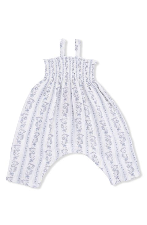 Kimberly Floral Stripe Organic Cotton Muslin Romper