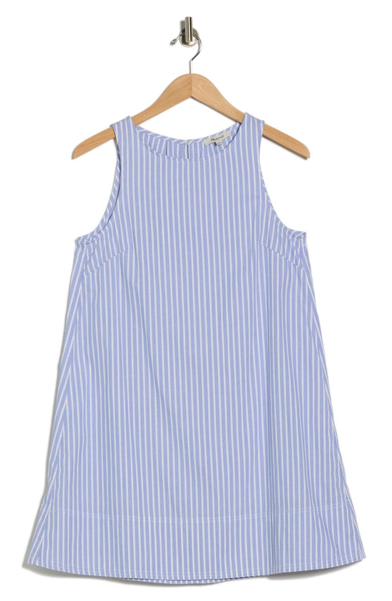 Madewell Leilani Cotton Chambray Shift Dress, Alternate, color, Light Blue White Stripe