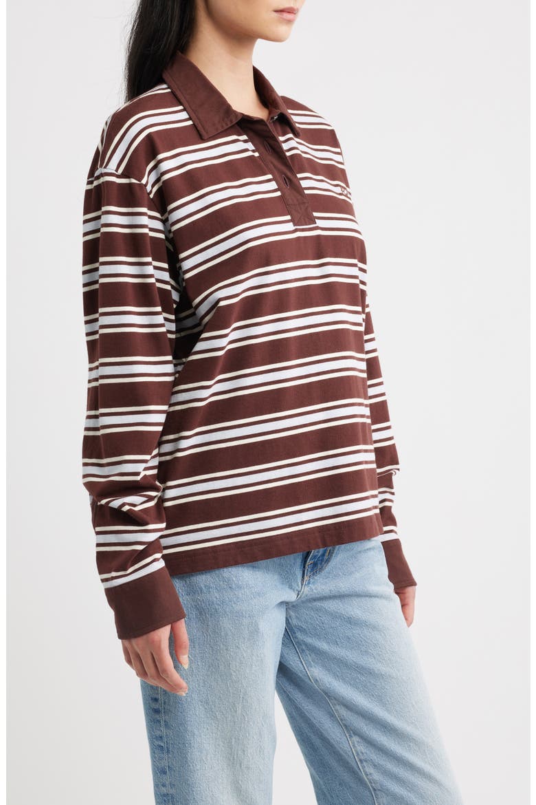 Stripe Cotton Rugby Shirt, Alternate, color, BRWMT