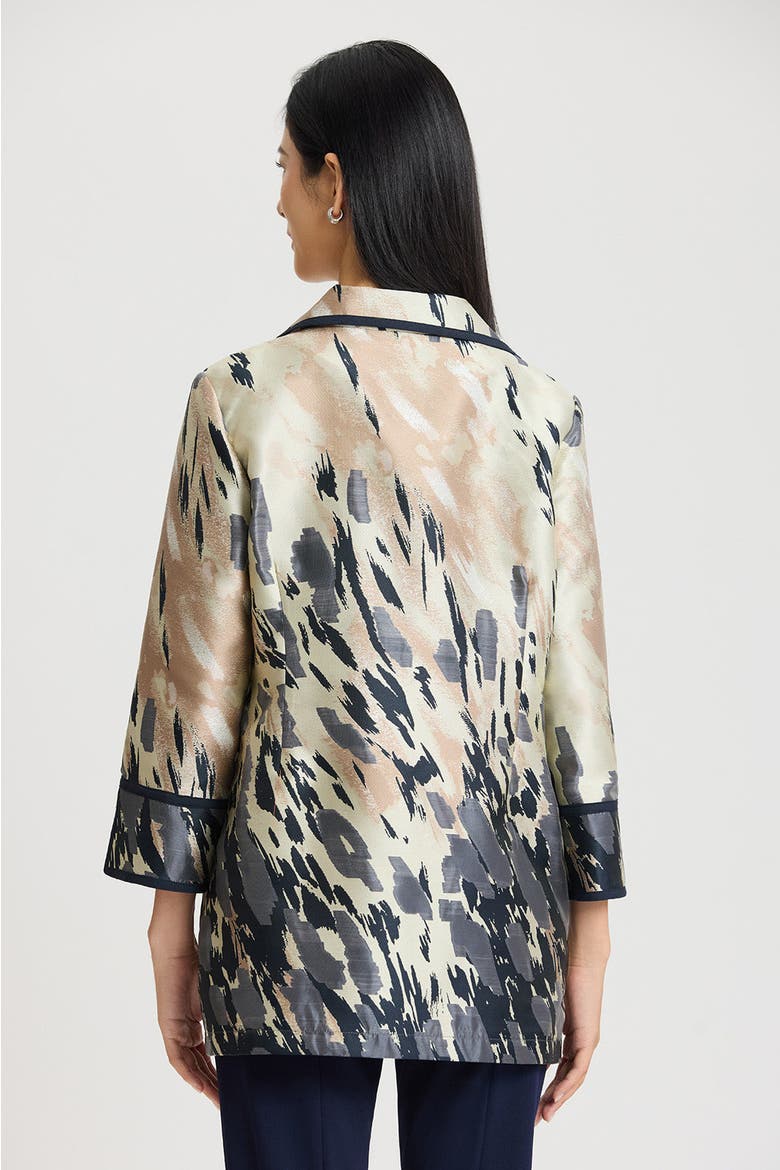 Abstract Animal Print Woven Jacket, Alternate, color, Warm Taupe/Indigo/Ivory