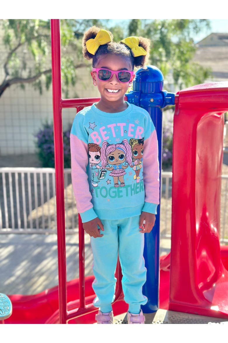 2-Piece Fleece Sweatshirt and Pants Set, Alternate, color, Aqua Pink