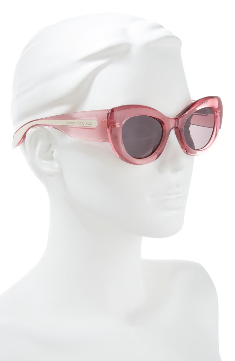 McQueen 52mm Cat Eye Sunglasses, Alternate, color, Pink Pink Grey