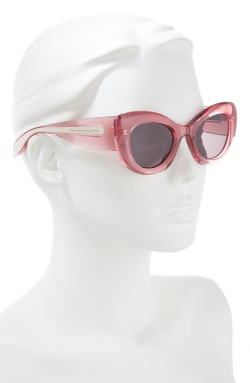 Alexander Mcqueen Mcqueen 52mm Cat Eye Sunglasses In Pink Pink Grey