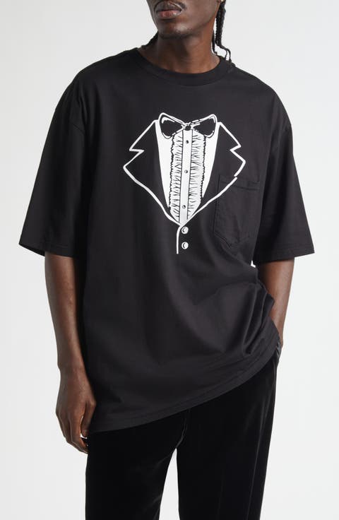 Oversize Tuxedo Trompe l'Oeil Print Graphic T-Shirt