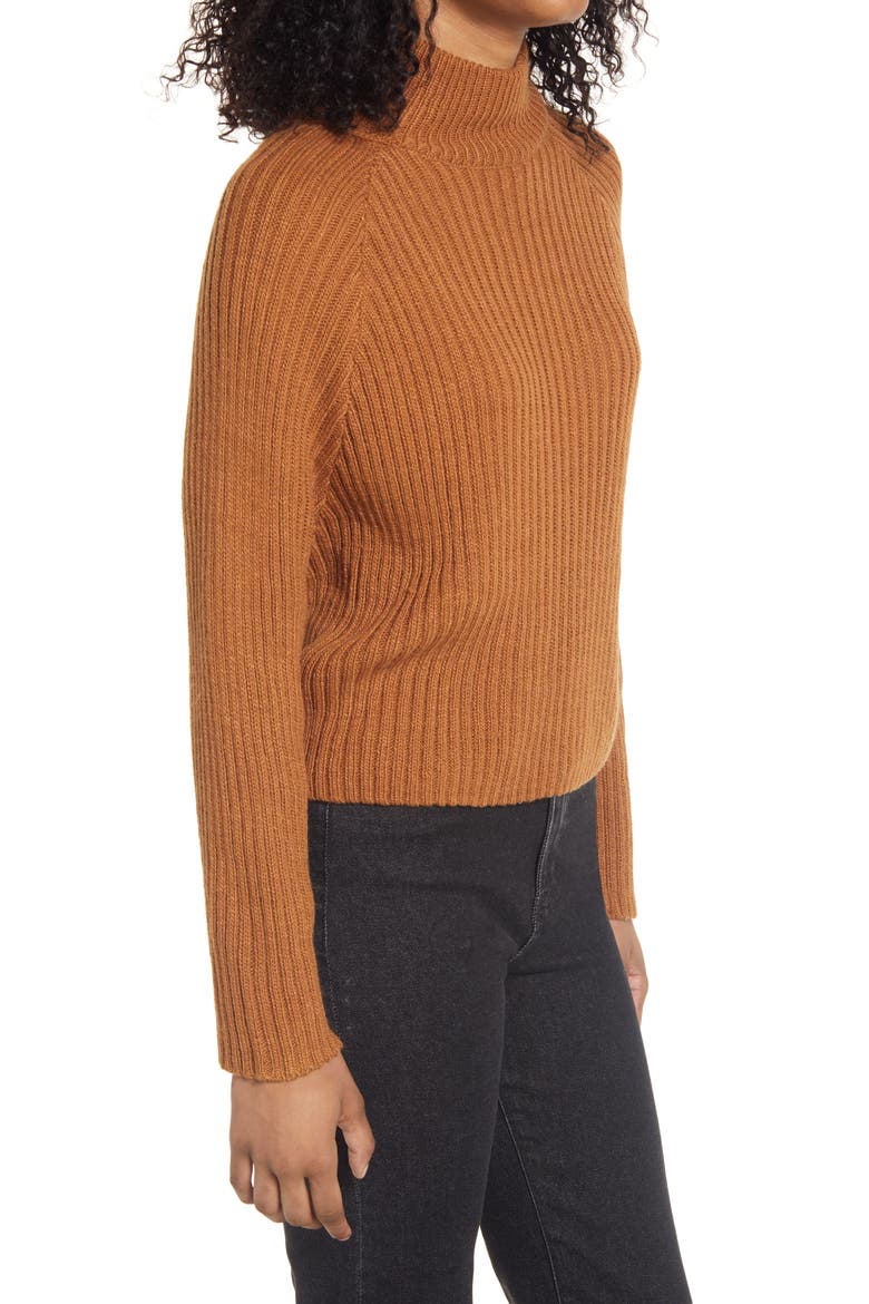 Open Back Mock Neck Sweater, Alternate, color, TAN DALE