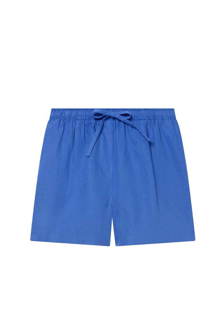 Linen Drawstring Shorts, Alternate, color, Blue
