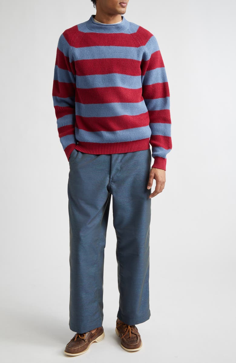 BEAMS Stripe Roll Neck Rib Sweater, Alternate, color, Sax
