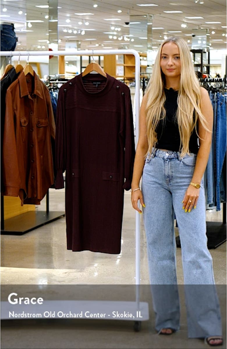 Rib Balloon Long Sleeve Knit Dress, sales video thumbnail