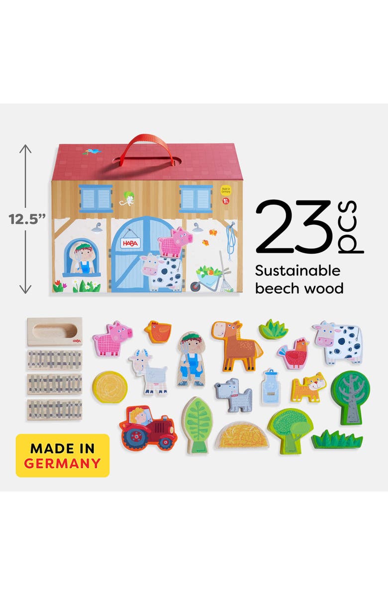 HABA Play World at The Farm Play Set - Barn and Animal Farm Toys for Toddlers 1-3, Toddler Learning Toys, Preschool Animal Figurines, Made in Germany, Alternate, color, Multi