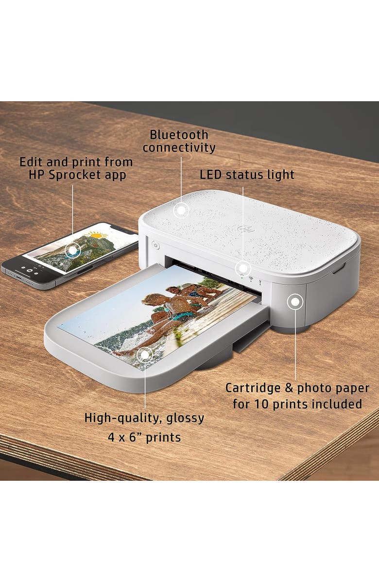 HP Sprocket Studio Plus 4x6 Printer, Alternate, color, White