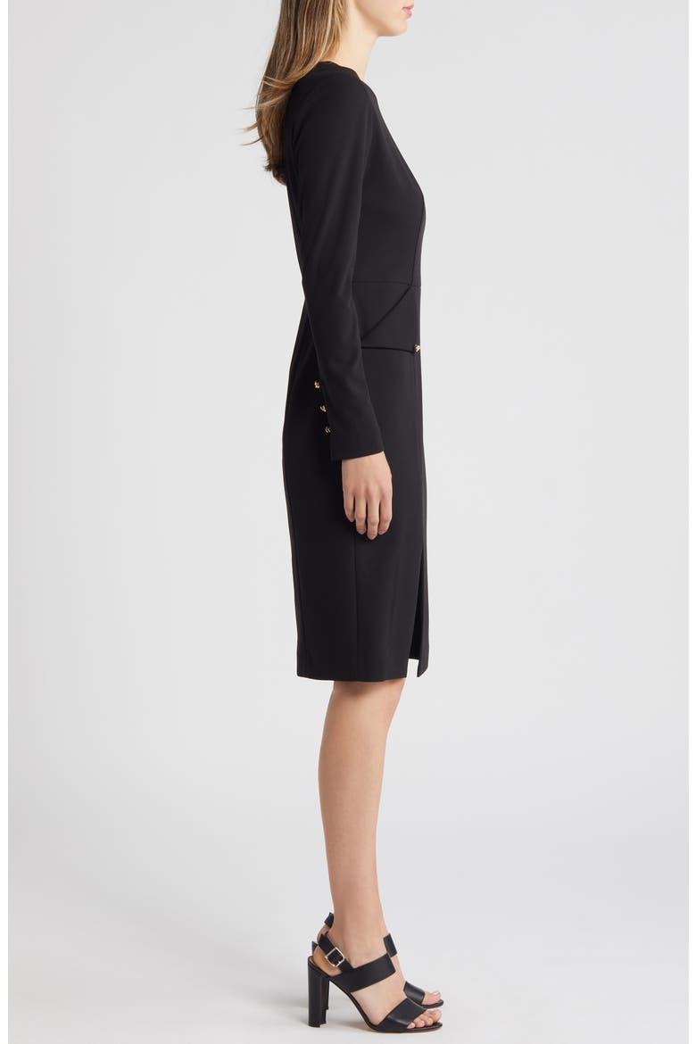 Long Sleeve Pocketed Sheath Dress, Alternate, color, BLACK