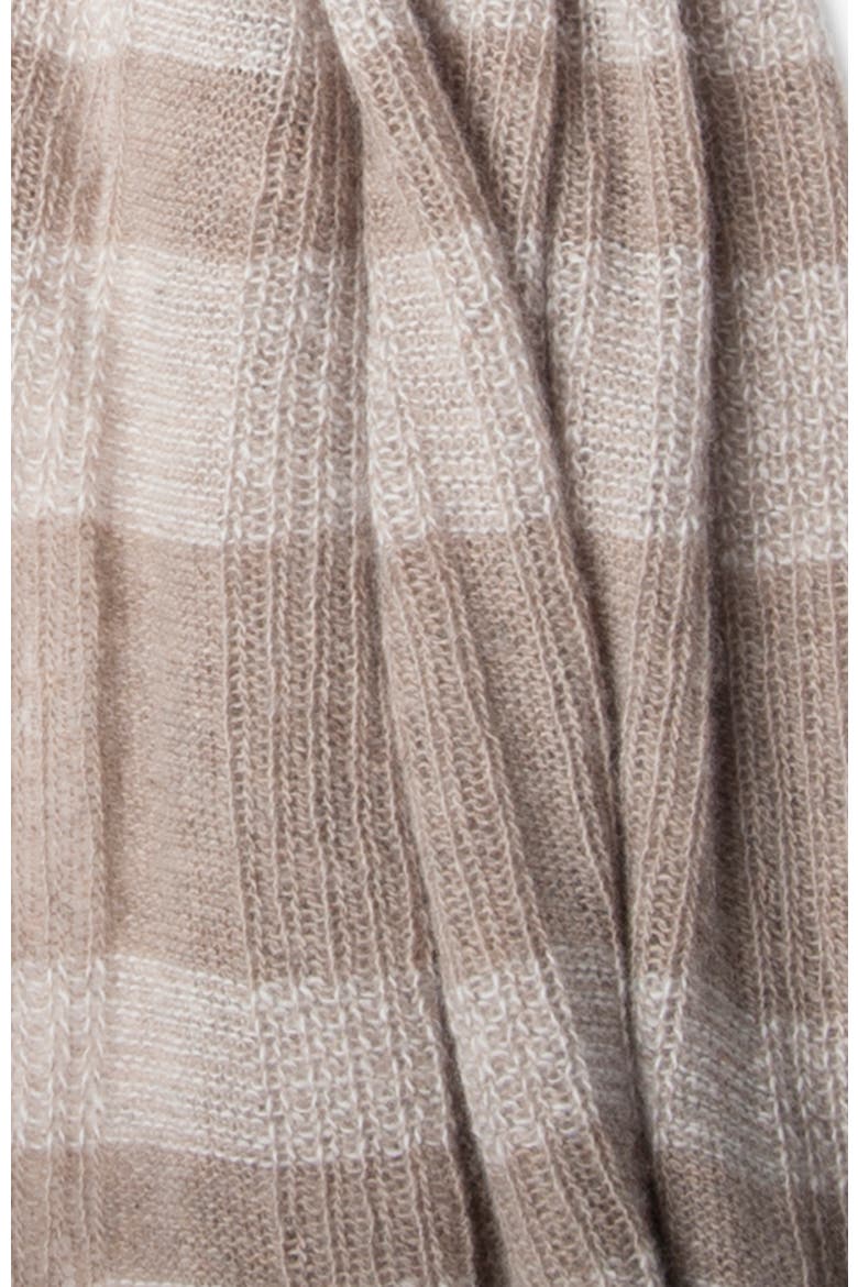 Lightweight Cashmere striped wrap, Alternate, color, DARK NILE BROWN/NATURAL WHITE
