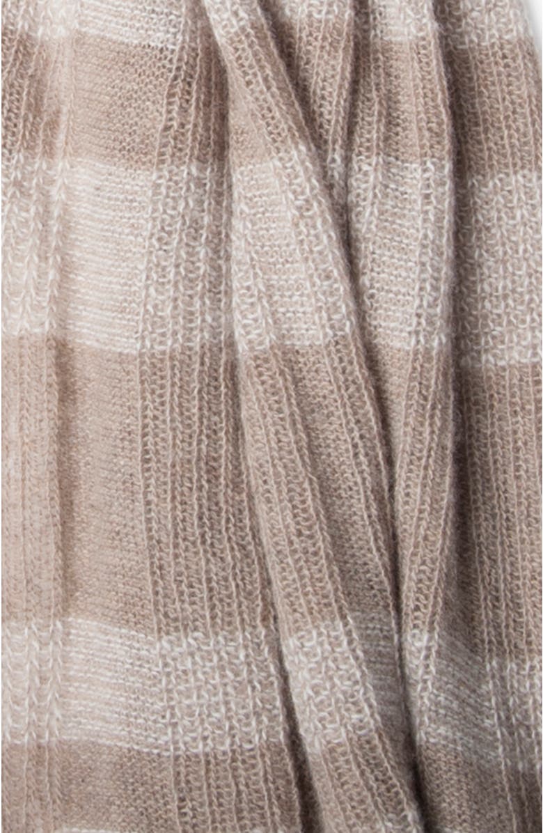 Portolano Lightweight Cashmere striped wrap, Alternate, color, Dark Nile Brown/White