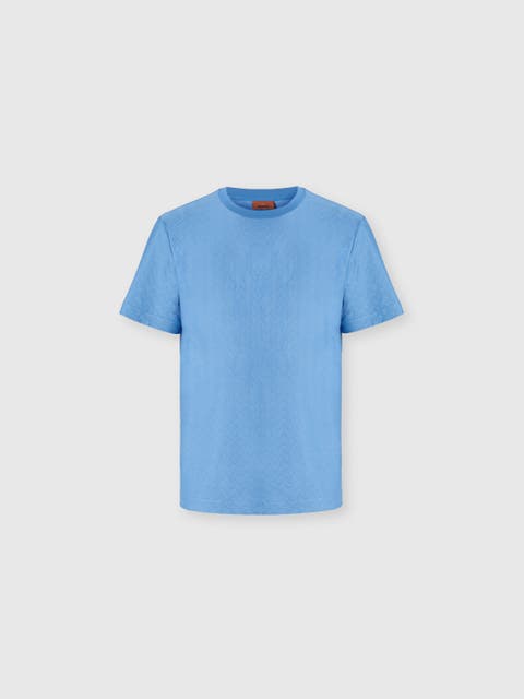 Crew-neck Cotton Jacquard T-shirt With Tone-on-tone Zigzag Design