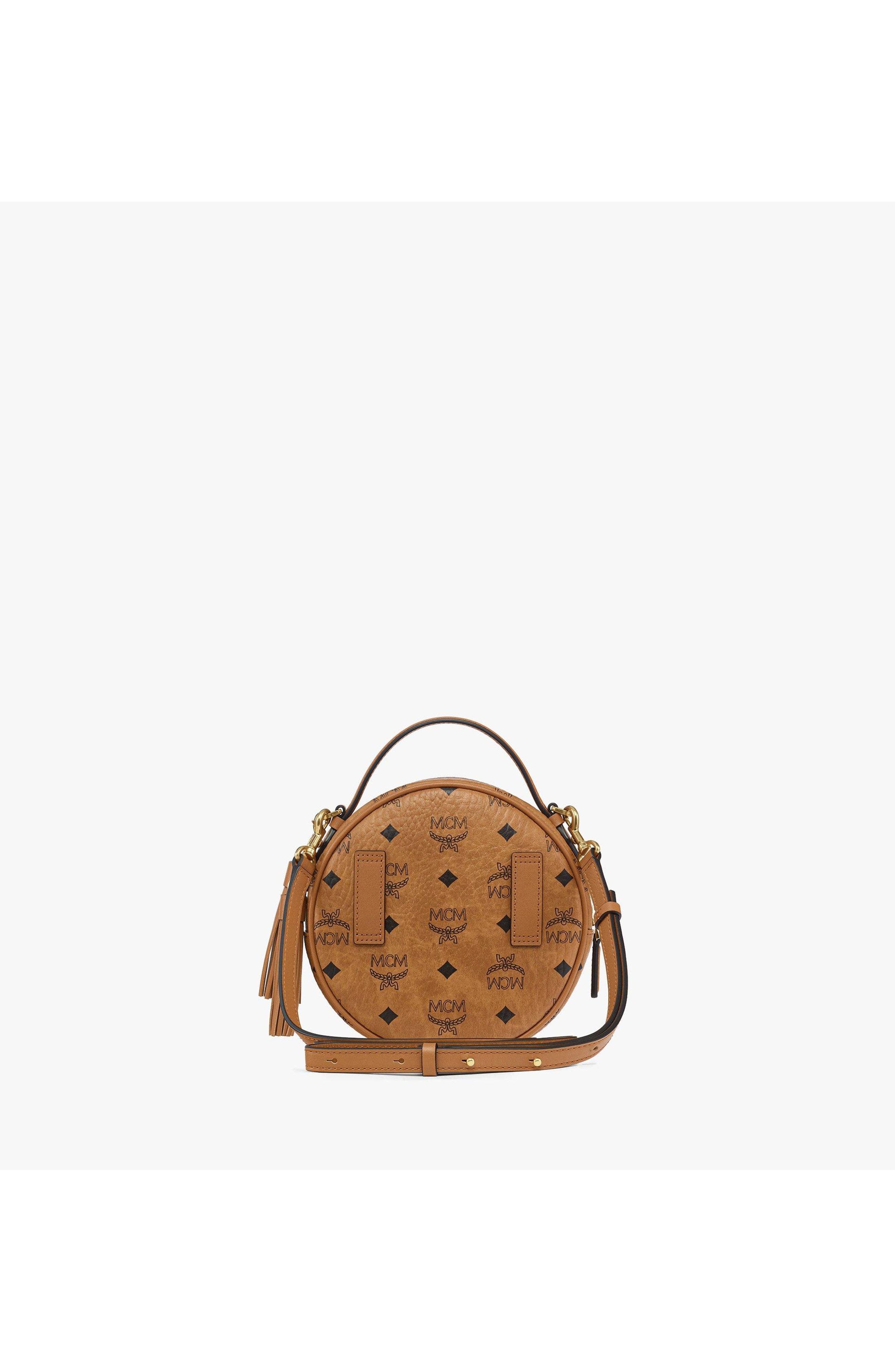Small Pina Tambourine Bag in Visetos, Alternate, color, Cognac